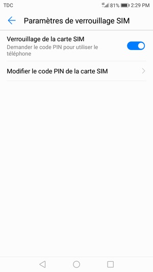 Sélectionnez Modifier le PIN de la carte SIM