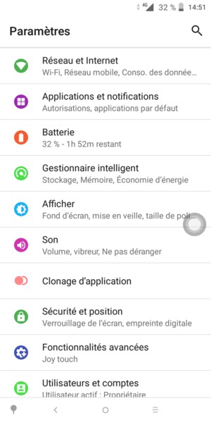 Sélectionnez Réseau et Internet