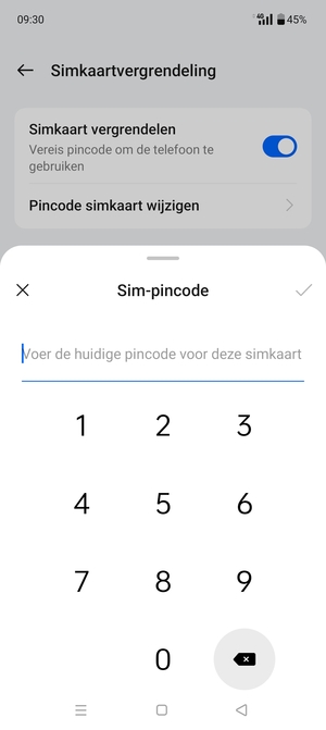 Voer uw Oude sim-pincode in en selecteer OK