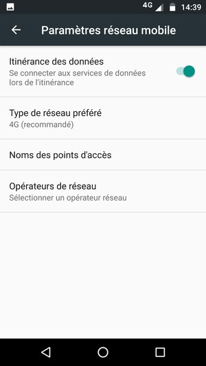 Activer ou désactiver Itinérance des données