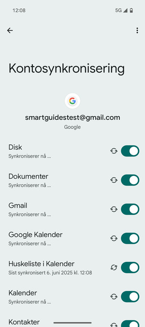 Din informasjon blir synkronisert