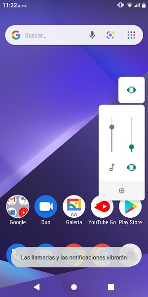 Seleccione Vibración para cambiar al modo silencio