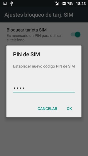 Introduzca su Nuevo código PIN de SIM y seleccione OK