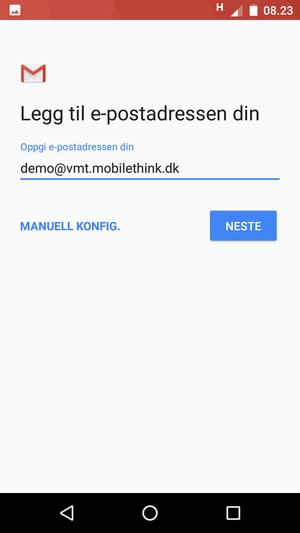 Skriv inn e-postadresse og velg NESTE