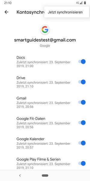 Wählen Sie Jetzt synchronisieren