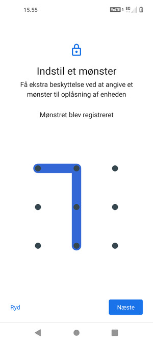 Tegn et oplåsningsmønster og vælg Næste
