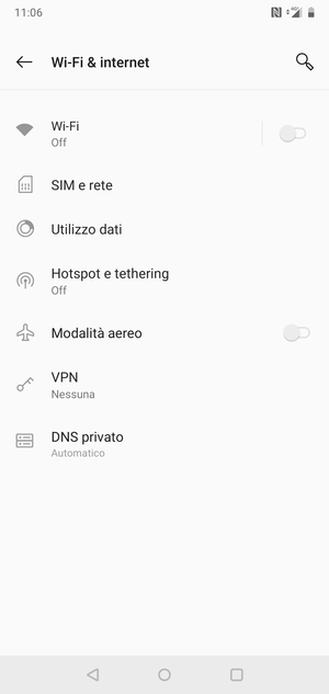 Seleziona SIM e rete