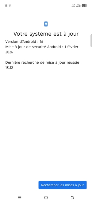Si votre téléphone est à jour, vous verrez l'écran suivant