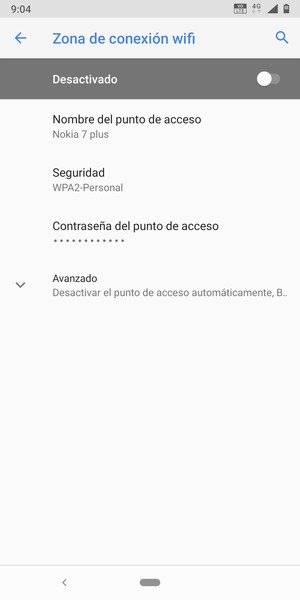 Seleccione Contraseña del punto de acceso