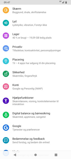 Scroll til og vælg Konti