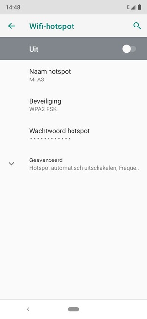 Selecteer Wachtwoord hotspot