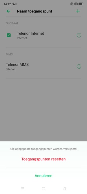 Selecteer Toegangspunten resetten