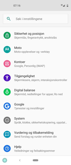 Bla til og velg Kontoer