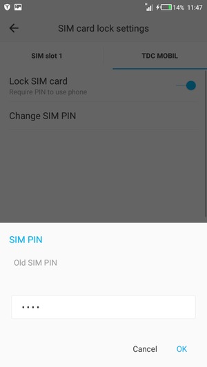 Enter your Old SIM PIN and select OK
