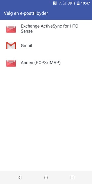 Velg Annen (POP3/IMAP)