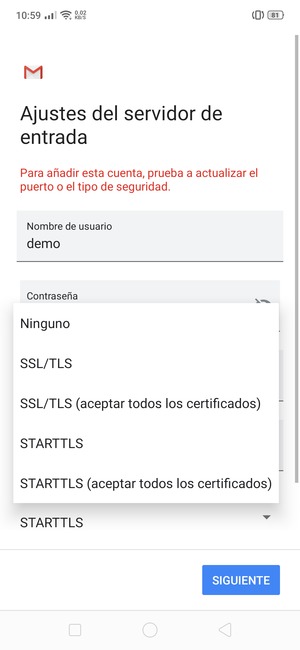 Seleccione Ninguno y SIGUIENTE