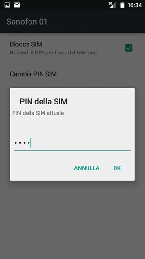 Inserisci PIN della SIM attuale e seleziona OK