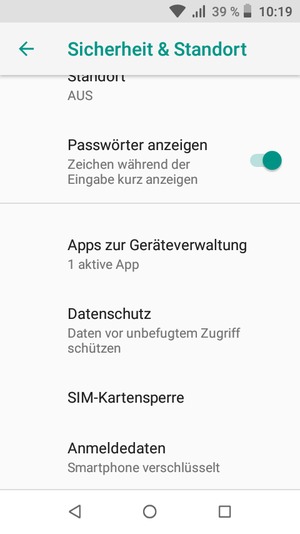 Scrollen Sie und wählen Sie SIM-Kartensperre