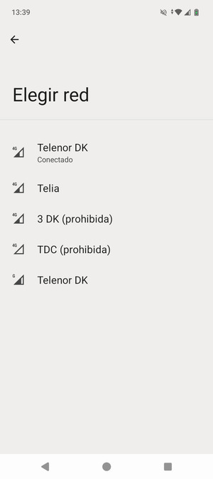 Seleccione un operador de red de la lista
