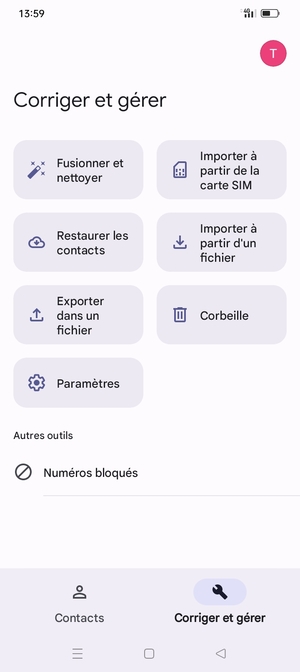 Sélectionnez Importer à partir de la carte SIM