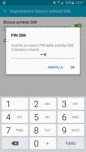 Inserisci Nuovo PIN della scheda SIM e seleziona OK