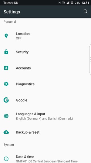 Scroll to and select Security