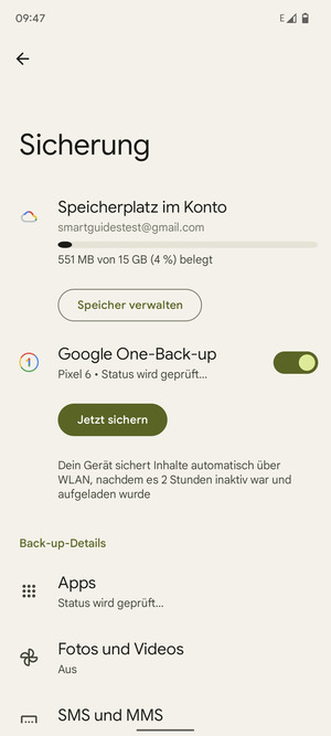 Wählen Sie Speicherplatz im Konto