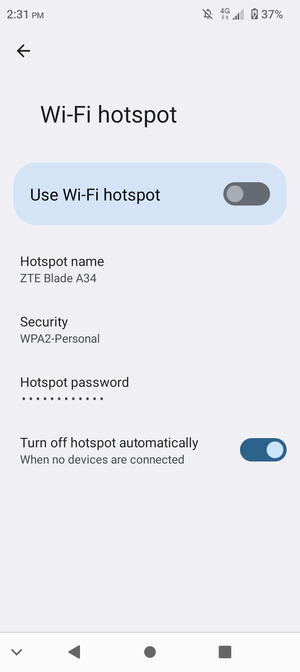 Select Hotspot password
