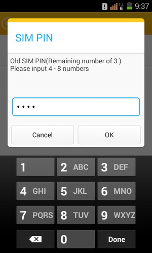 Enter your Old SIM PIN and select OK