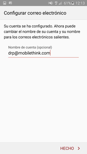 Déle a su cuenta un nombre y seleccione HECHO