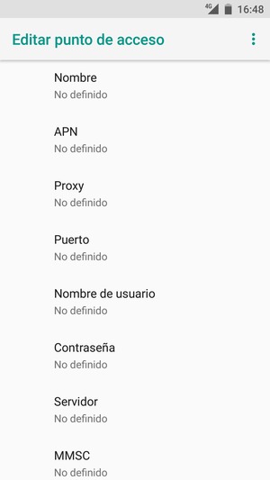 Introduzca la información de MMS