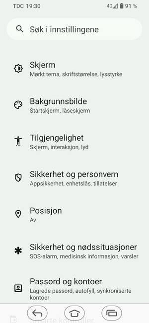 Bla til og velg Sikkerhet og personvern