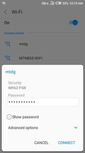 Enter the Wi-Fi password and select CONNECT