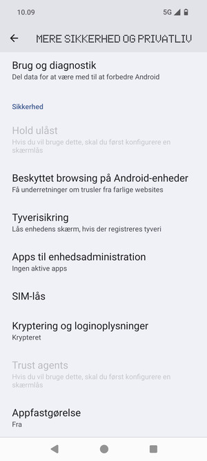 Scroll til og vælg SIM-lås
