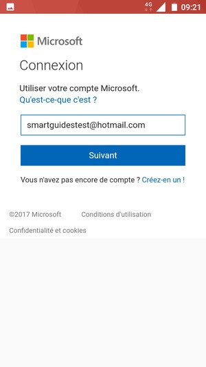 Saisissez votre adresse Hotmail et sélectionnez Suivant