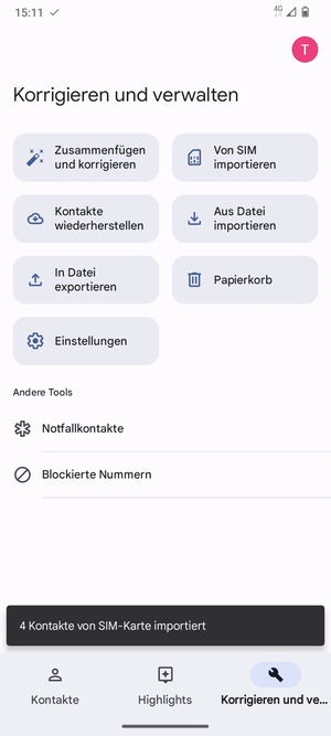 Ihre Kontakte werden in Ihrem Google Konto gespeichert und auf Ihrem Handy gespeichert, wenn Google das nächste Mal synchronisiert wird.