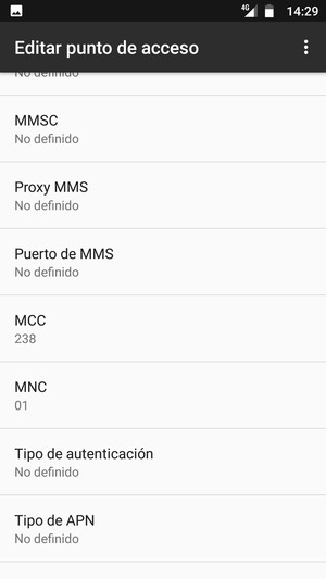 Desplácese hacia abajo e introduzca la información MMS