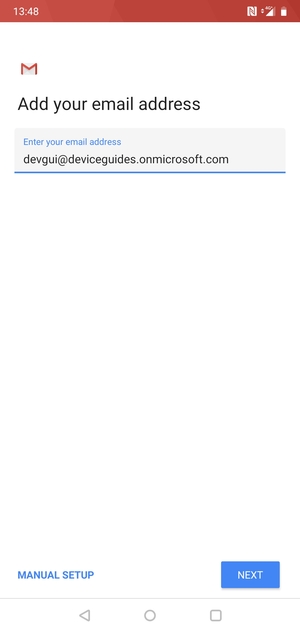 Enter your Email address and  select MANUAL SETUP