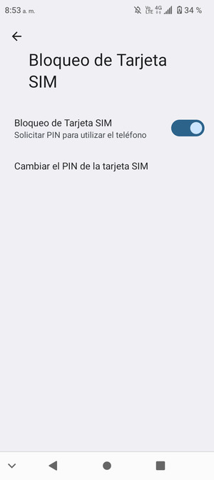 Seleccione Cambiar el PIN de la tarjeta SIM