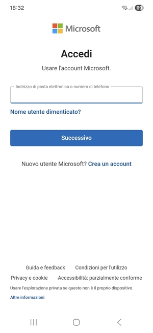 Inserisci il tuo indirizzo Hotmail e seleziona Successivo