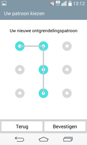 Teken het ontgrendelingspatroon nogmaals en selecteer Bevestigen