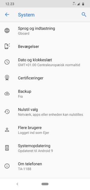 Vælg Systemopdatering