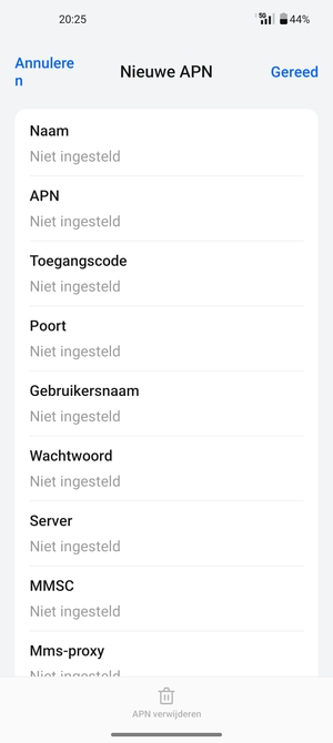 Voer internetgegevens in