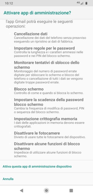 Scorri e seleziona Attiva questa app di amministrazione dispositivo