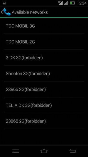 Select a network operator from the list