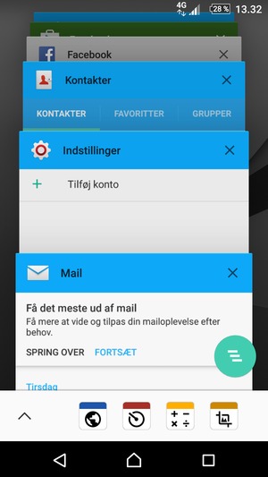 Swipe apps til højre for at lukke dem