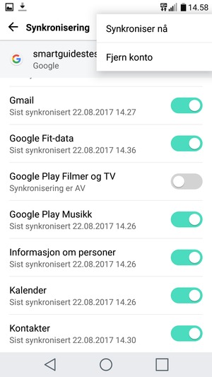 Velg Synkroniser nå
