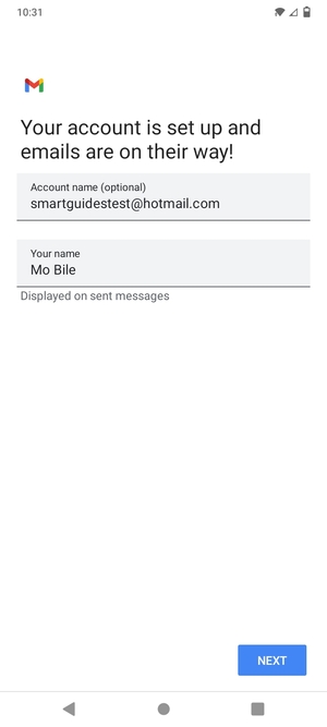 Give your account a name and enter your name. Select NEXT