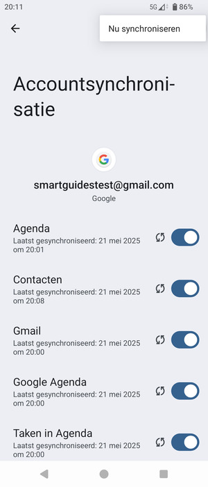 Selecteer Nu synchroniseren