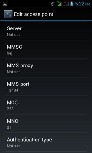 Scroll down and enter MMS information